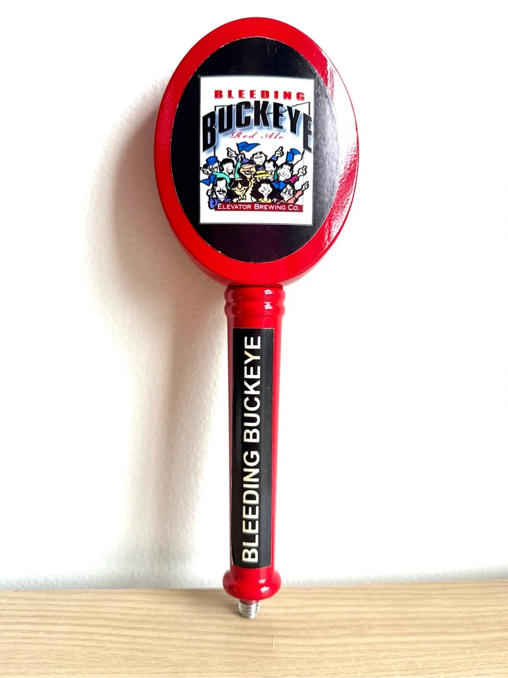 Elevator Brewing Bleeding Buckeye Craft Beer Bar Tap Handle Ohio State OSU Brew